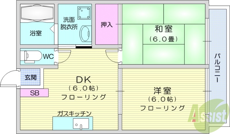 仙台市青葉区中山吉成のアパートの間取り