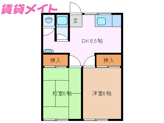 津市栗真中山町のアパートの間取り