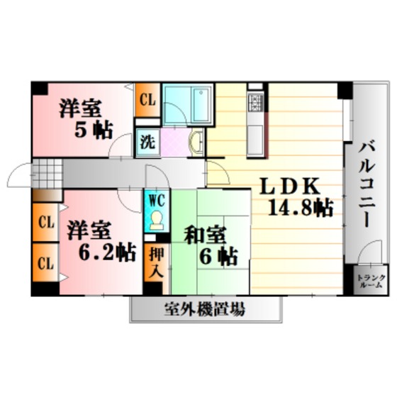 広島市東区牛田早稲田のマンションの間取り