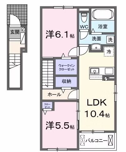 香南市野市町東野のアパートの間取り