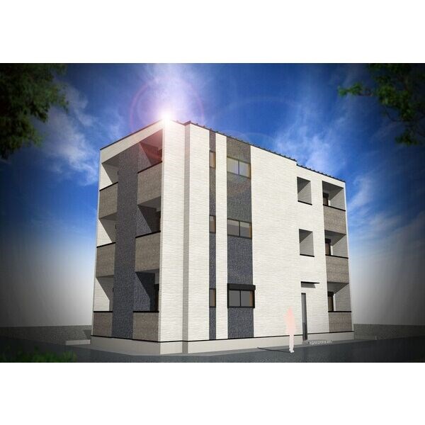 建物外観　外観パース　オートロック付　宅配ＢＯＸ有り　デザイナーズ