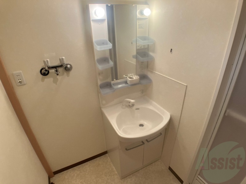 洗面設備　独立洗面台です。大きくてよいですね。シャンプーもできます。