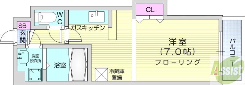 地下鉄東西線 琴似駅 徒歩7分 4階建 築36年の間取り写真
