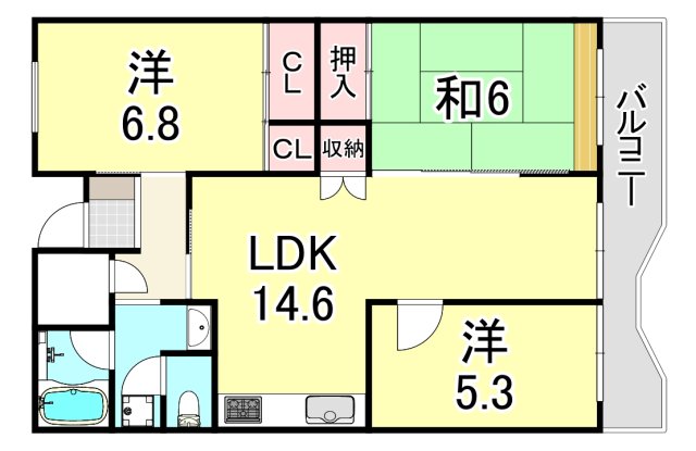 UR武庫川 28号棟の間取り写真
