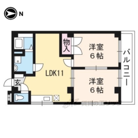 京都市伏見区弾正町のマンションの間取り