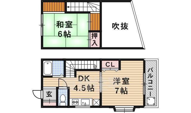 茨木市玉水町のアパートの間取り