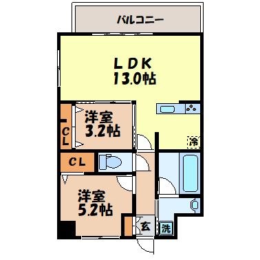 MODERN　PALAZZO　女神大橋（戸町1丁目）の間取り