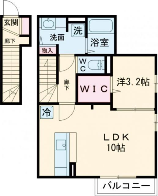 八王子市下柚木のアパートの間取り