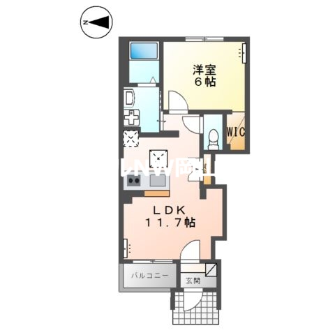 岡山市東区古都南方のアパートの間取り