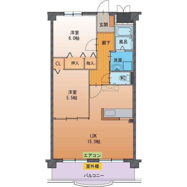 富山市金代のマンションの間取り