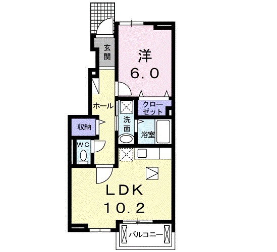 小田原市矢作のアパートの間取り