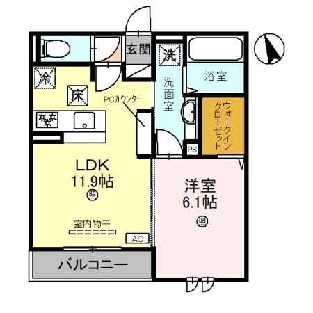 明石市西新町のアパートの間取り