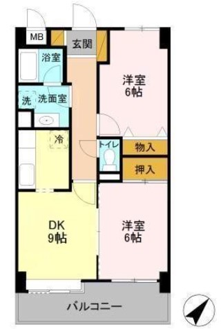 市川市関ケ島のマンションの間取り