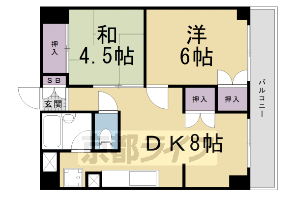 京都市南区上鳥羽苗代町のマンションの間取り