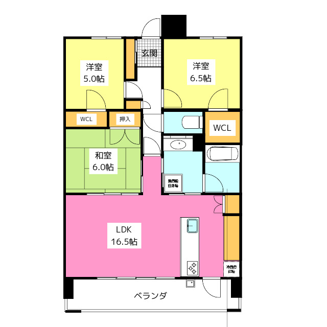 福岡市博多区那珂のマンションの間取り