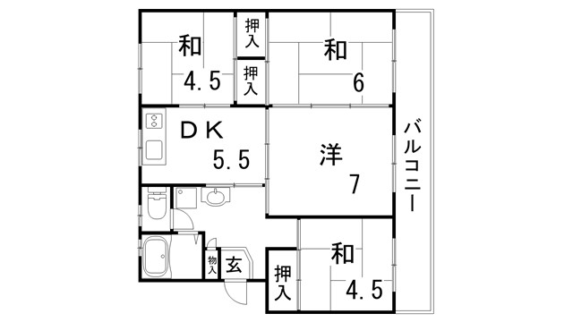 ひよどり台６団地３０号棟の間取り