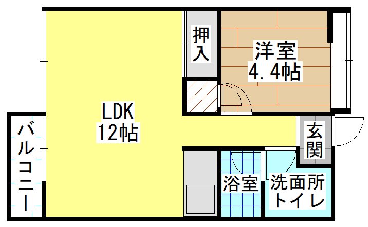 北九州市戸畑区中原東のマンションの間取り