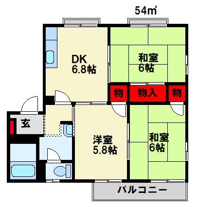 ドエル鴨生田 B棟の間取り