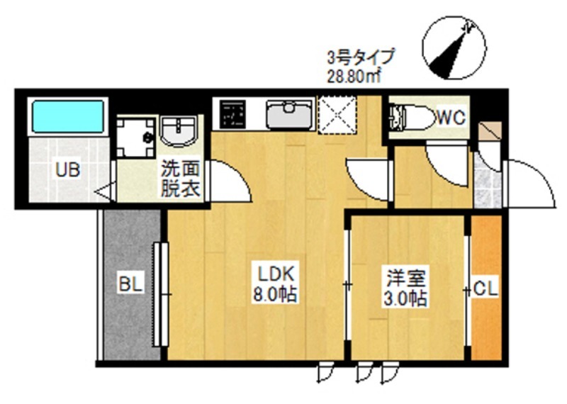 福岡市東区松崎のアパートの間取り