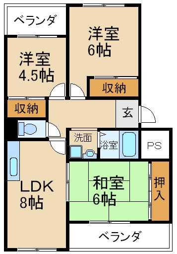 香里ケ丘ビューハイツの間取り