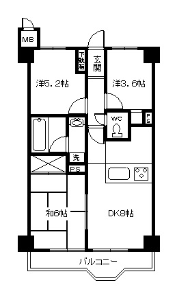 郡山市愛宕町のマンションの間取り