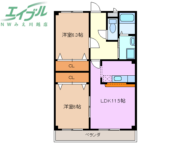 【四日市市下之宮町のマンションの間取り】