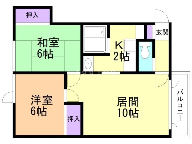 札幌市西区発寒二条のアパートの間取り