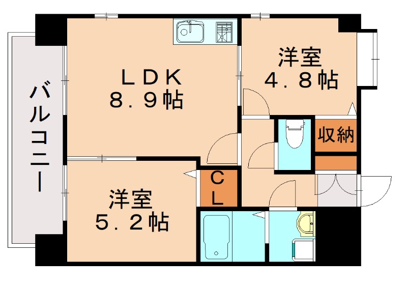 福岡市博多区榎田のマンションの間取り