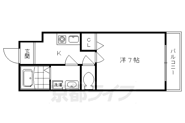 【京都市右京区嵯峨罧原町のマンションの間取り】