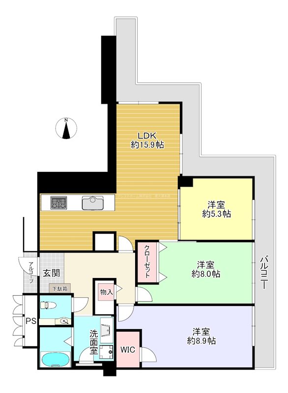 【アルザグリーンタワー1606号の間取り】