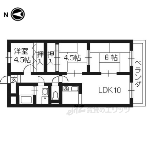 【向日市森本町のマンションの間取り】