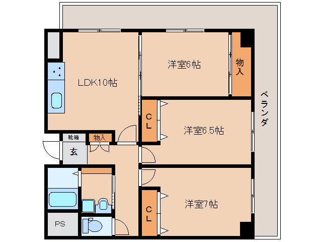 橿原市久米町のマンションの間取り