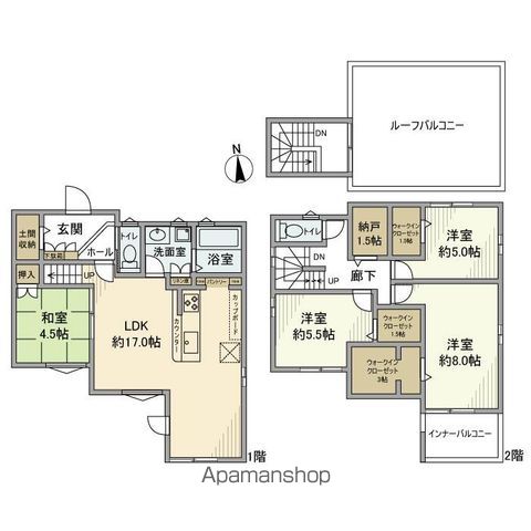 筒針町上川田戸建の間取り写真
