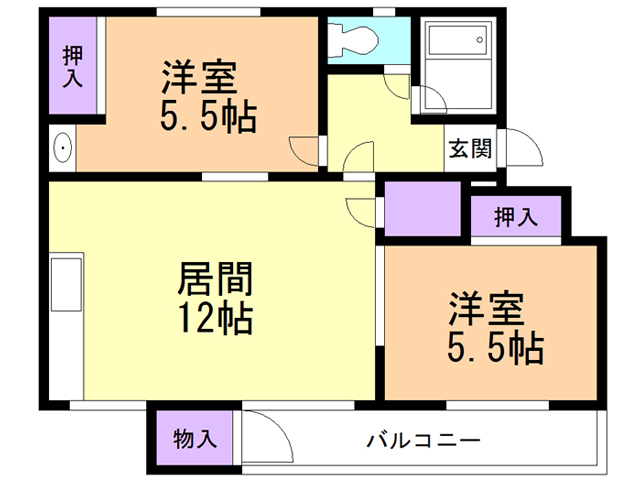 函館市元町のマンションの間取り