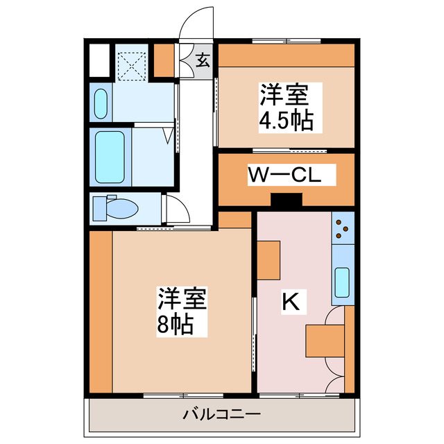 松本市大字里山辺のマンションの間取り