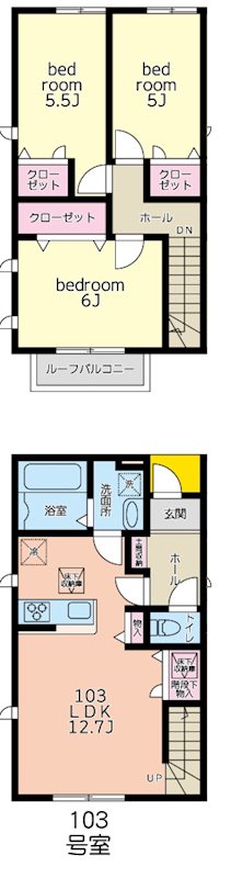 横浜市戸塚区俣野町のアパートの間取り