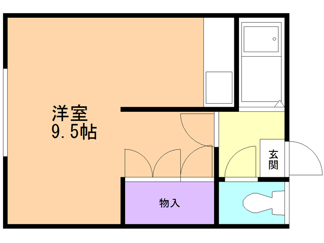 函館市白鳥町のアパートの間取り