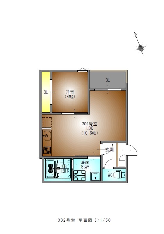 名古屋市昭和区北山本町のアパートの間取り