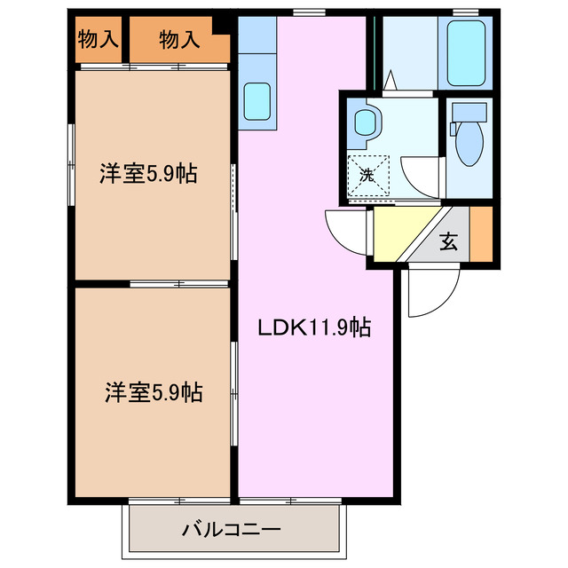 エーデルハイム Bの間取り