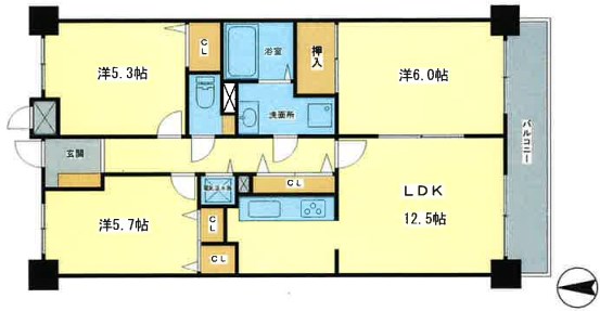 姫路市飾磨区城南町のマンションの間取り