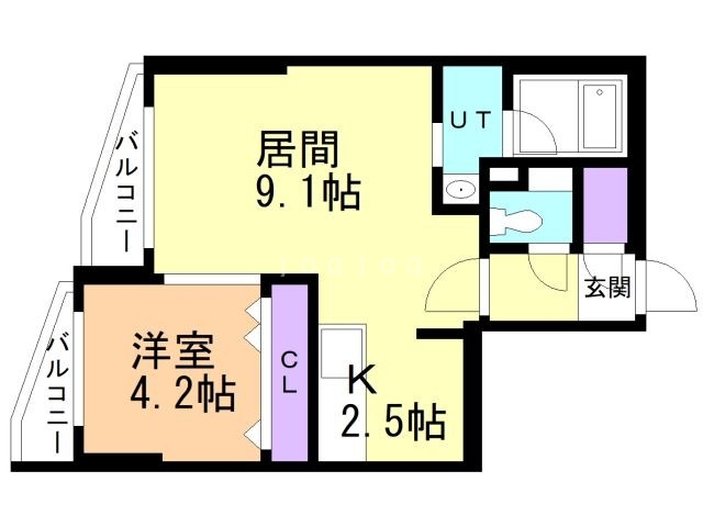 札幌市東区北七条東のマンションの間取り