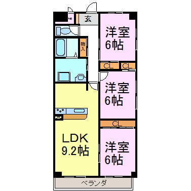 半田市雁宿町のマンションの間取り