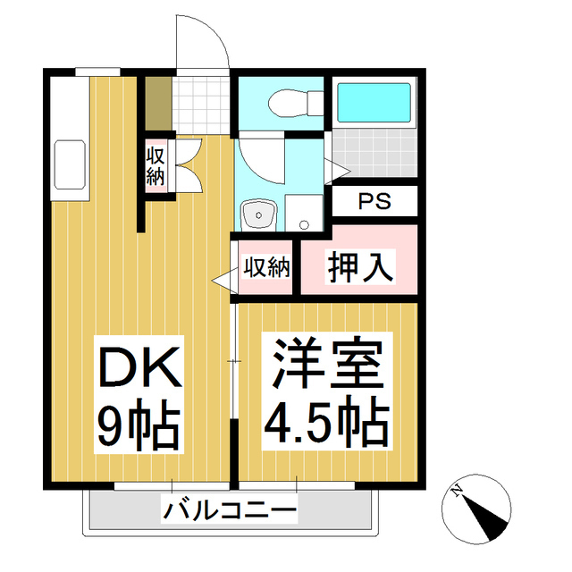 上田市下之郷のアパートの間取り