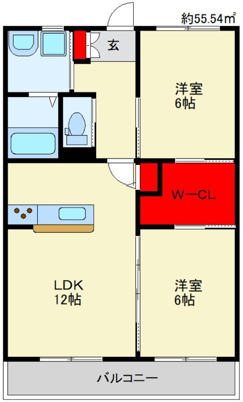 飯塚市赤坂のアパートの間取り