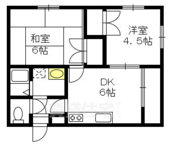 京都市右京区太秦開日町のマンションの間取り