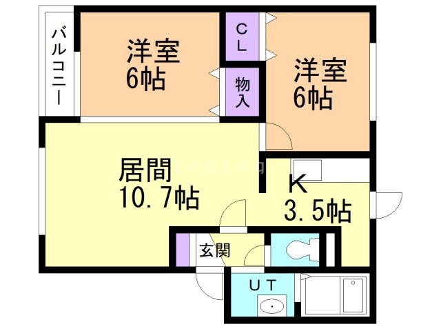 札幌市北区屯田四条のアパートの間取り