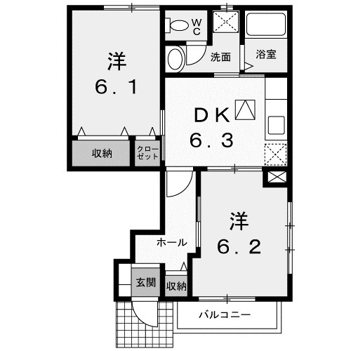 行田市富士見町のアパートの間取り