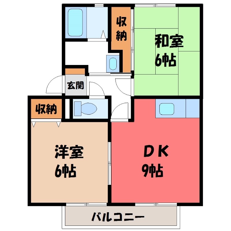 下都賀郡壬生町中央町のアパートの間取り