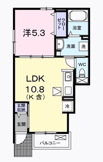 青梅市藤橋のアパートの間取り