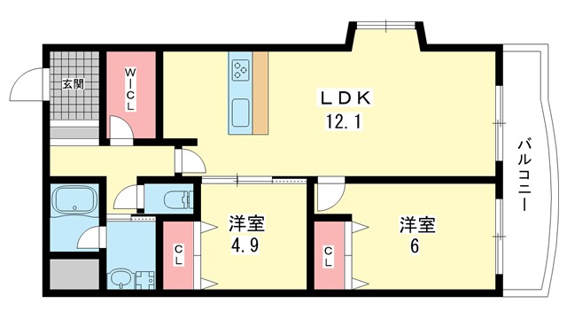 豊中市利倉東のマンションの間取り